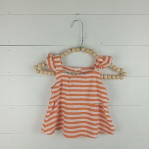 First Impressions girls size 3T white and orange stripe terry cloth top ruffle
